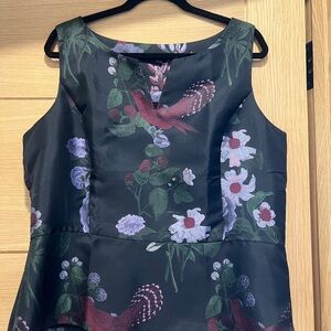 Talbots Black and Purple Floral Sleeveless Top